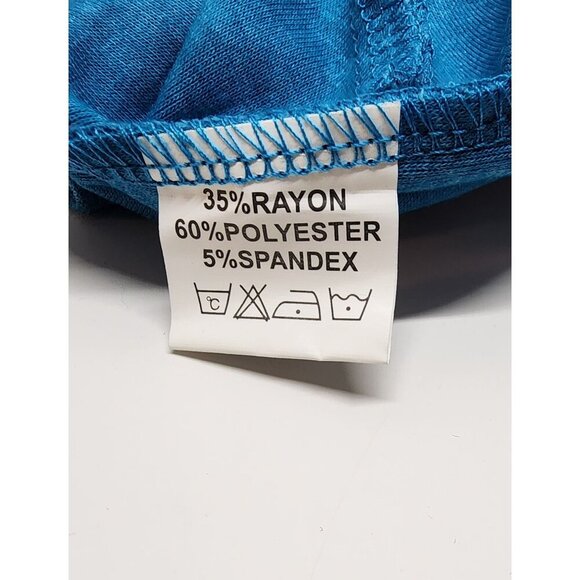 NWT- Niashot Criss-Cross V-Neck Long Sleeve Drape Top - Blue Small - Picture 10 of 13